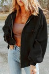 Zip-Up Drawstring Hooded Jacket for Men and Women - Black / S