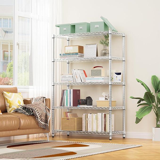 1750 LBS Storage Shelves 5-Tier Utility Shelving Unit Steel Organizer Wire Rack for Home,Kitchen,Office,Garage, Capacity 17.7