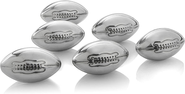 Football Whiskey Stones, Superbowl Chillers, Whiskey Rocks, By The Wine Savant Great for Parties or for Bar Use Tool, 6 Stones Rocks Cubes for Whiskey, Bourbon Vodka, Scotch