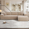 104" Cloud Sectional Couches for Living Room,L Shaped Boneless Couch in A Box,Sleeper Sofa with Comfy Chaise No Assembly Required,Camel