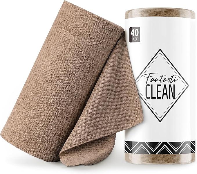 Fantasticlean Microfiber Cleaning Cloth Roll -40 Pack, Tear Away Microfiber Towels, 12