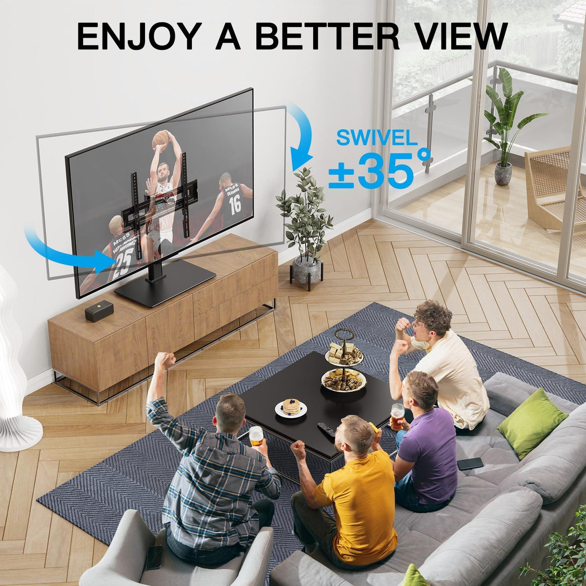 Universal Swivel Tabletop TV Stand for 32-65 in TVs, Height Adjustable