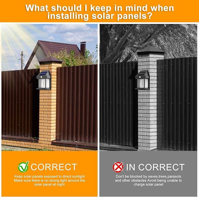 Joomer Solar Wall Lights Outdoor 2PACK ,Solar Wall Lantern with 3 Modes & Motion Sensor,Dusk to Dawn Porch Lights Fixture,Waterproof Exterior Lighting with Clear Panel for Entryway Front Door