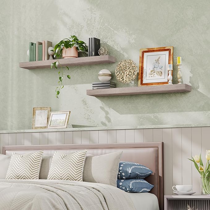HOOBRO Floating Shelves for Wall, Wall Mounted Shelf Set of 2, 47.2