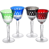 The Wine Savant Crystal Italian Multicolor Design Glasses -Set of 4 Tall Wine Glasses 6.7oz 7.7