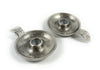 Vibhsa Silver Taper Candlestick Holder Dish | Set of 2, Leaf Handle, Rustic Aluminum