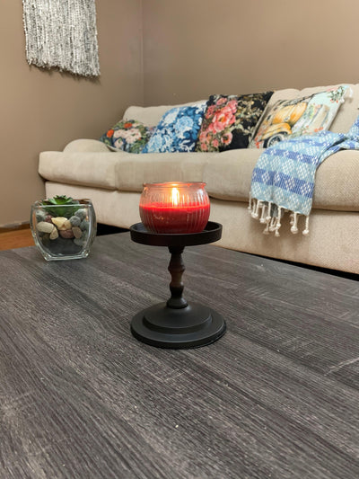 Vibhsa Pillar Candle Holder | Matte Black, 4.5