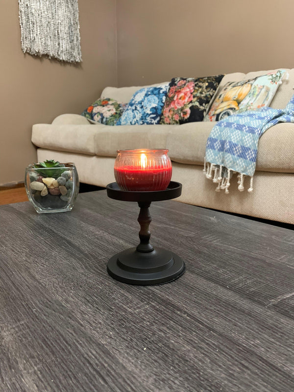 Vibhsa Pillar Candle Holder | Matte Black, 4.5