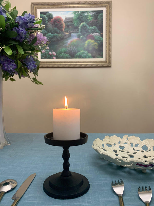 Vibhsa Pillar Candle Holder | Matte Black, 4.5