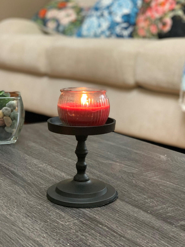 Vibhsa Pillar Candle Holder | Matte Black, 4.5