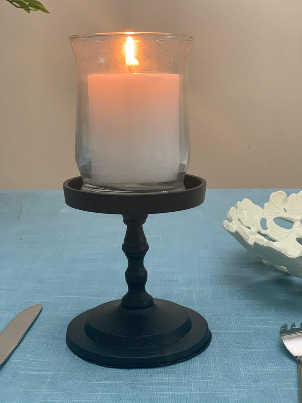 Vibhsa Pillar Candle Holder | Matte Black, 4.5