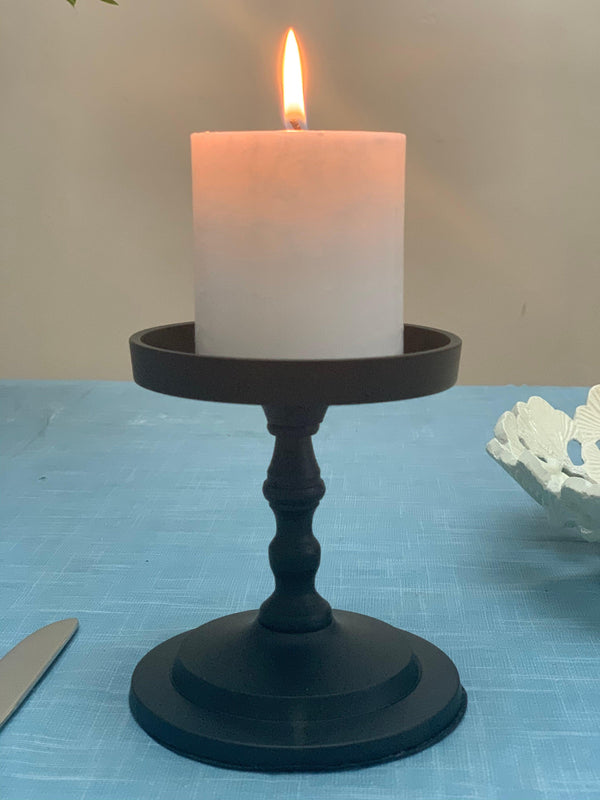 Vibhsa Pillar Candle Holder | Matte Black, 4.5