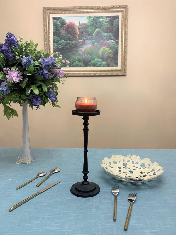 Vibhsa Pillar Candle Holder | Matte Black, 11.5