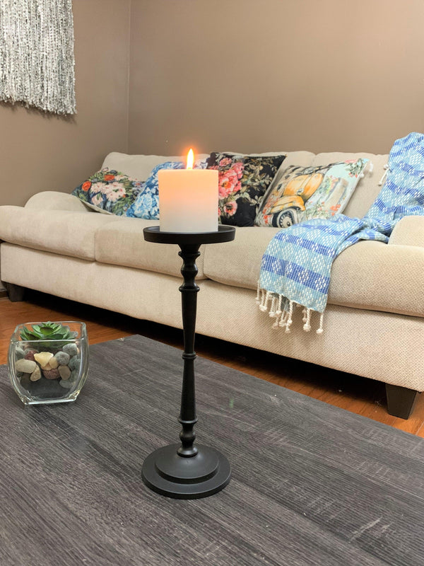 Vibhsa Pillar Candle Holder | Matte Black, 11.5