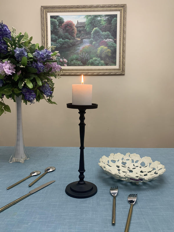 Vibhsa Pillar Candle Holder | Matte Black, 11.5