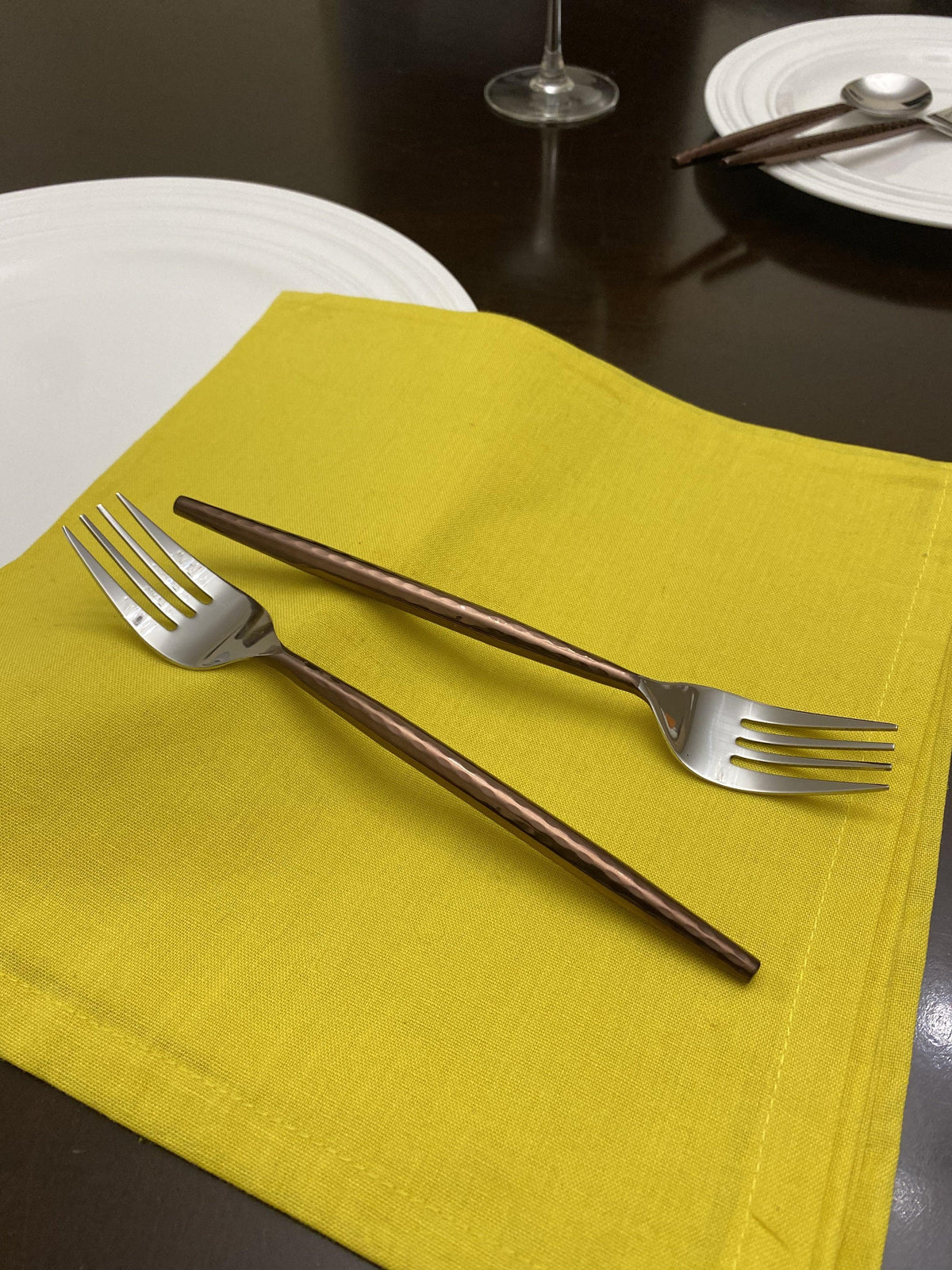 Vibhsa Stainless Steel Dinner Forks Set of 6 Pieces-Brown