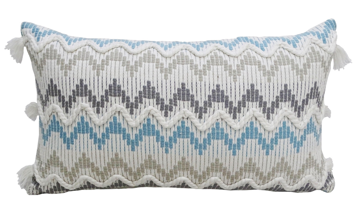 Chevron Throw Pillow for Sofa with Braid and Tassels 14