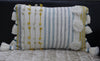 Designer Striped Pillow with Large Poms and Tassels 14