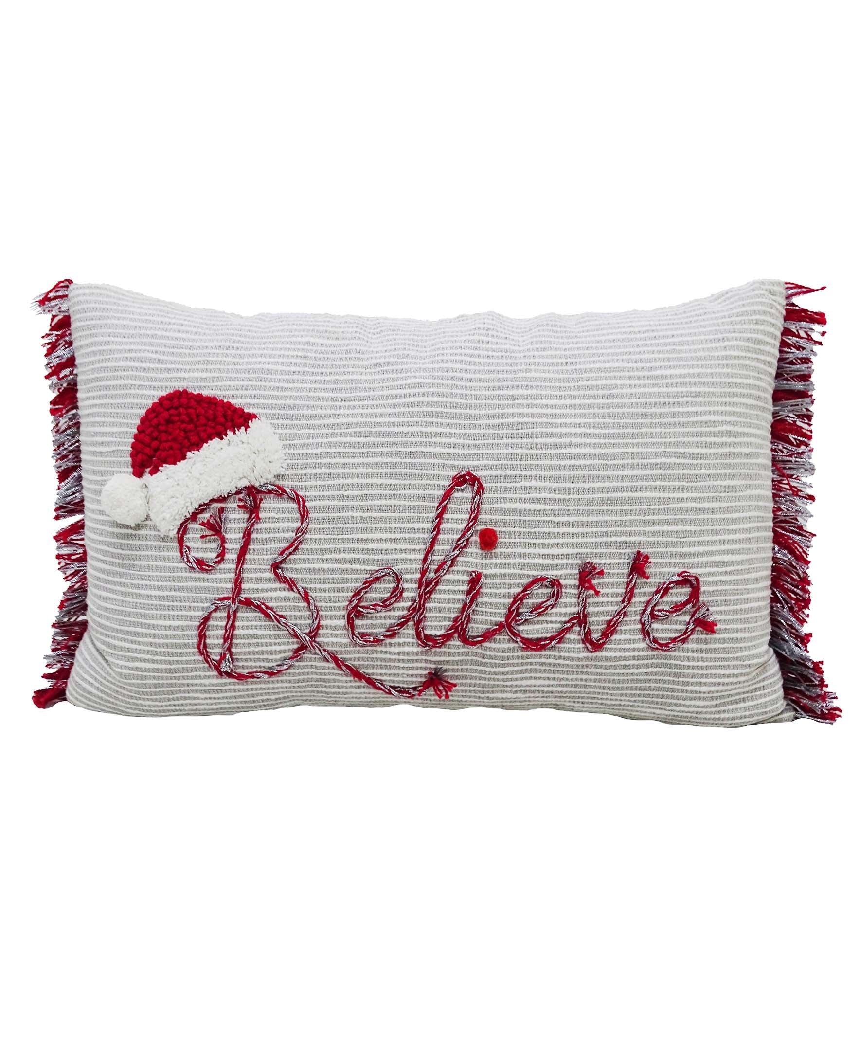 Christmas Throw Pillow for couch- Believe 14
