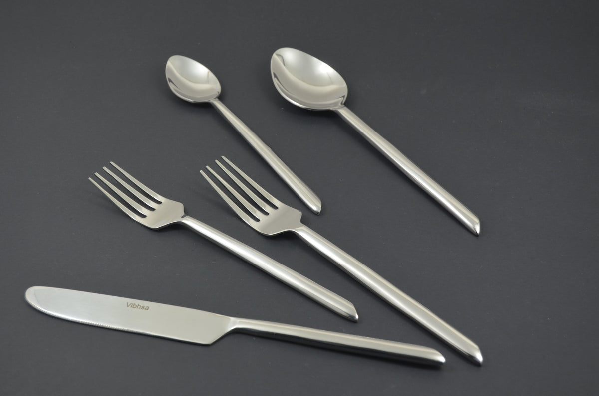 Vibhsa Flatware set of 20 Pieces Silver Design Unique Handle Stainless Steel