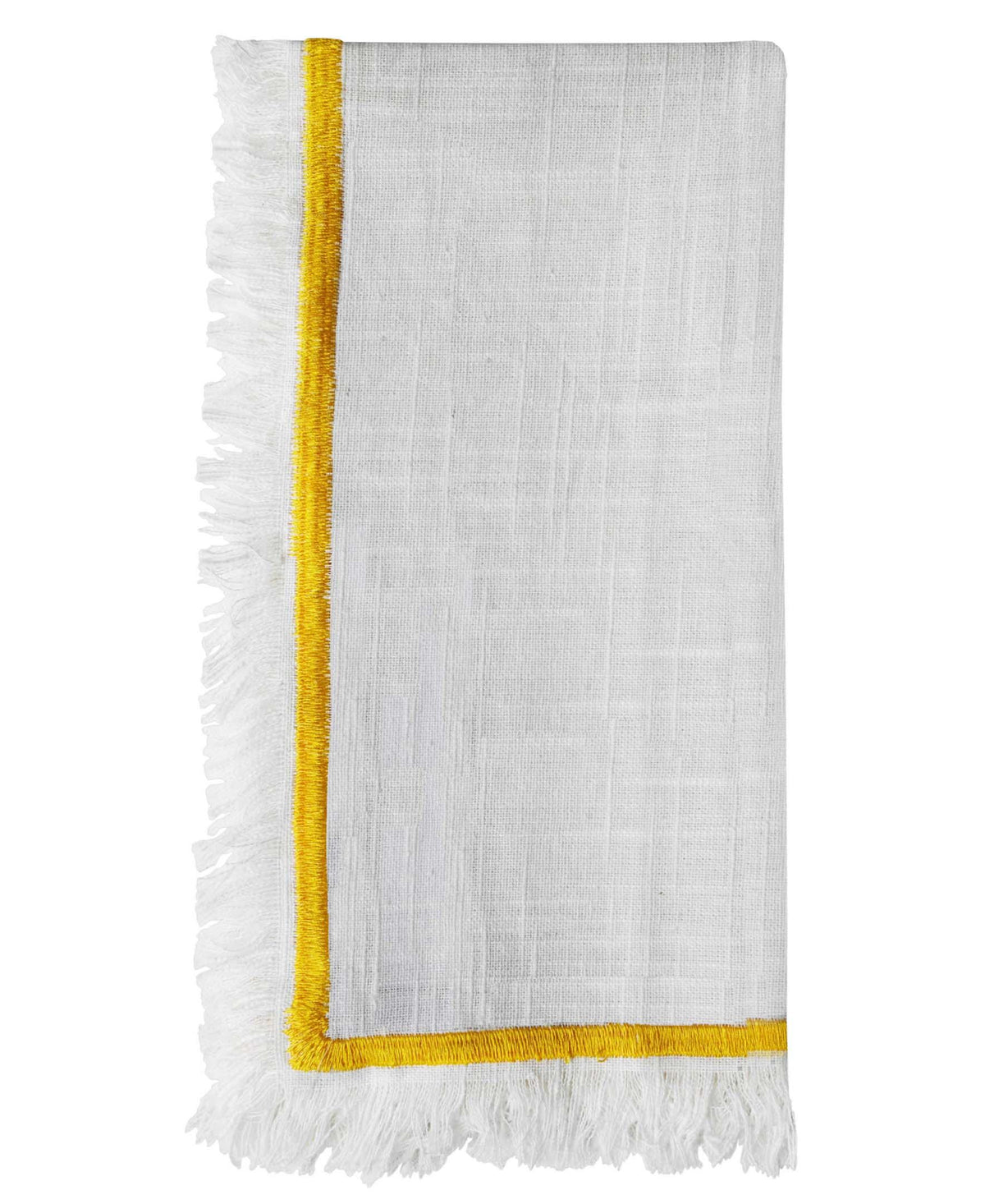 Vibhsa Cotton Table Napkins | Set of 4, Yellow Embroidery, 20