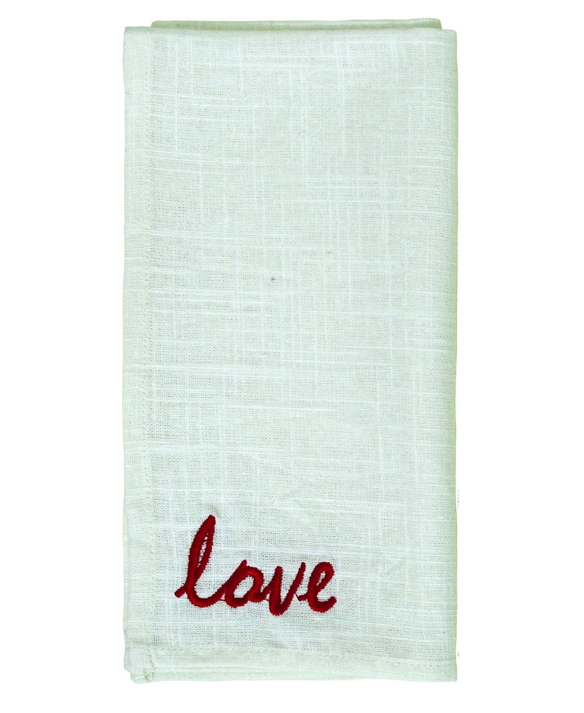 Vibhsa Cotton Table Napkins | Set of 4, Red Embroidery, 20