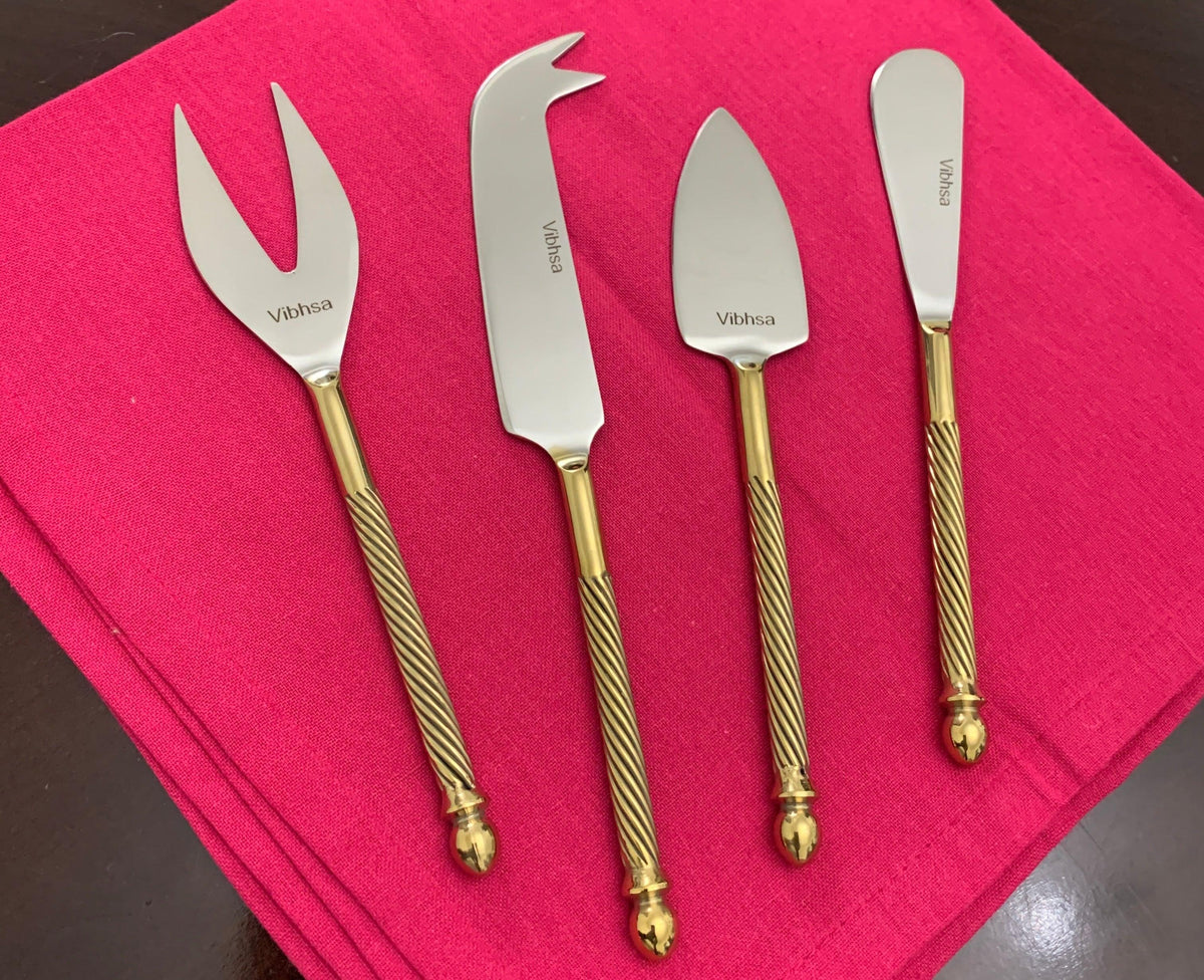 Vibhsa Cheese knives set of 4 Stainless Steel, Gold