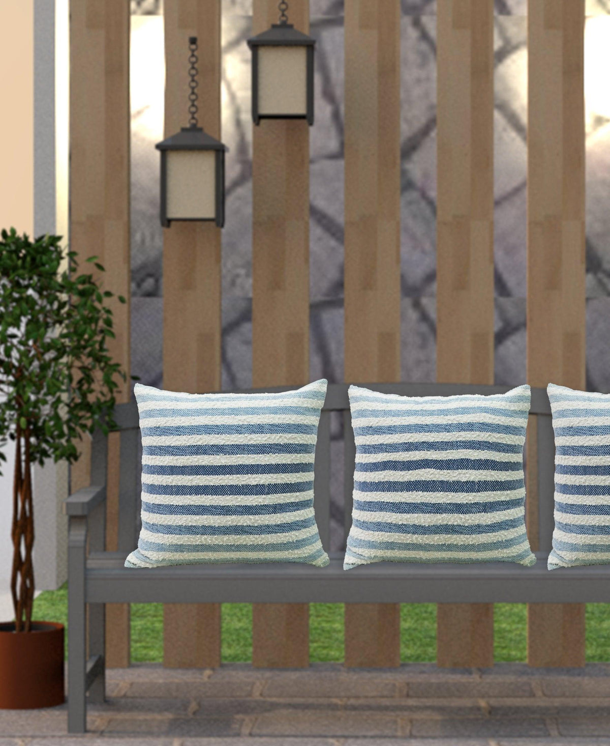 Vibhsa 100% Cotton Ombre Textured Stripe Pillow