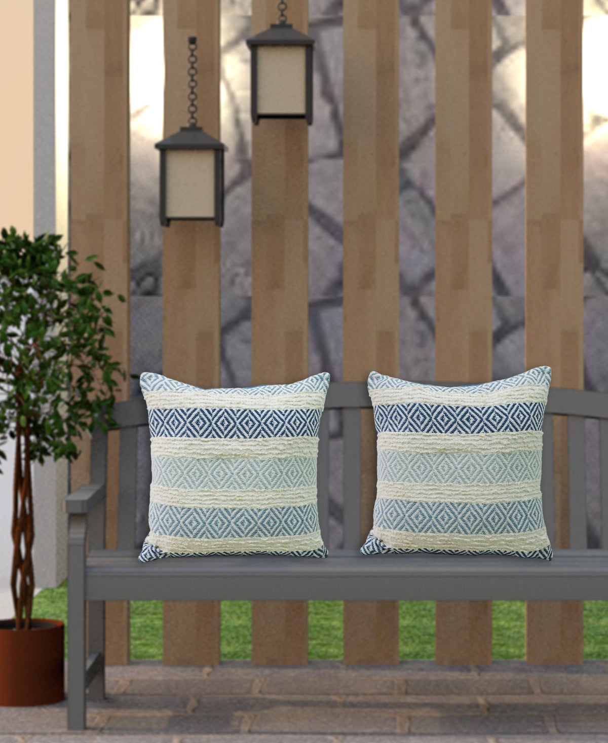 Vibhsa Handwoven Weave Textured Stripe Pillow 20