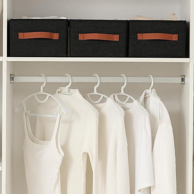 linen closet organizers and storage, 3 Pack Large Storage Baskets, Washable, Clothing Storage Bins with Handle, Closet Organizer for Storage Sweater,Sheets (Black, 16