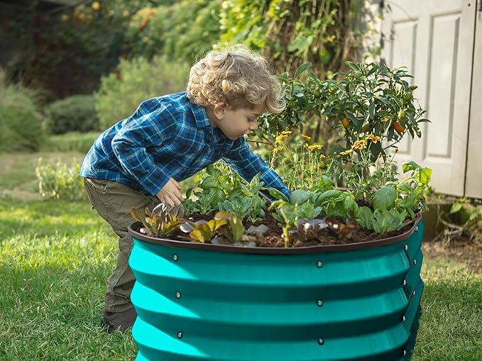 Galvanized Raised Garden Beds Outdoor // 4×2×1 ft (2-Pack) Planter Raised Beds for Gardening, Vegetables, Flowers (Turquoise) // Large Metal Garden Box
