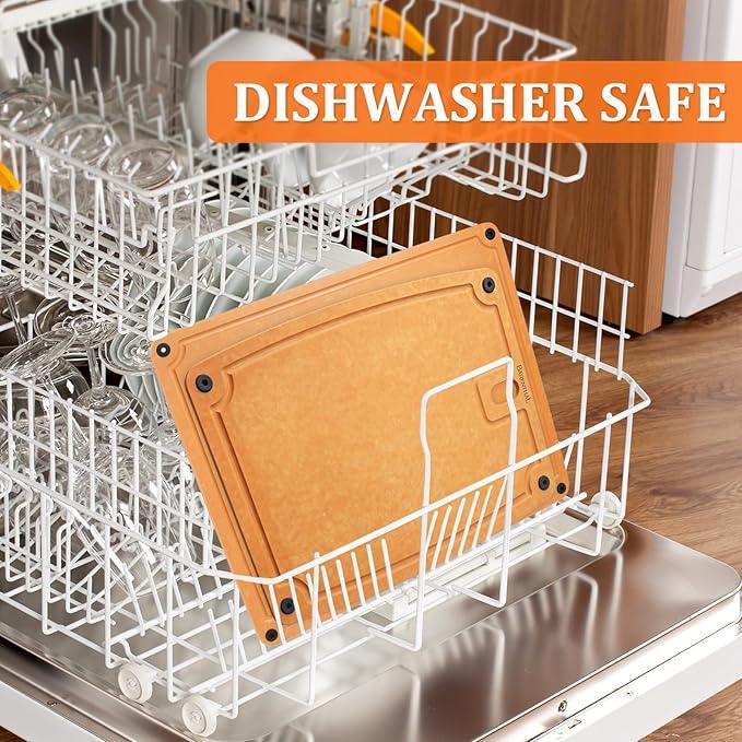 Large cutting boards for kitchen dishwasher - 2PC cutting board set double-sided with Non-Slip Feet and Juice Groove Composite chopping board for kitchen knife Friendly XL(18.8