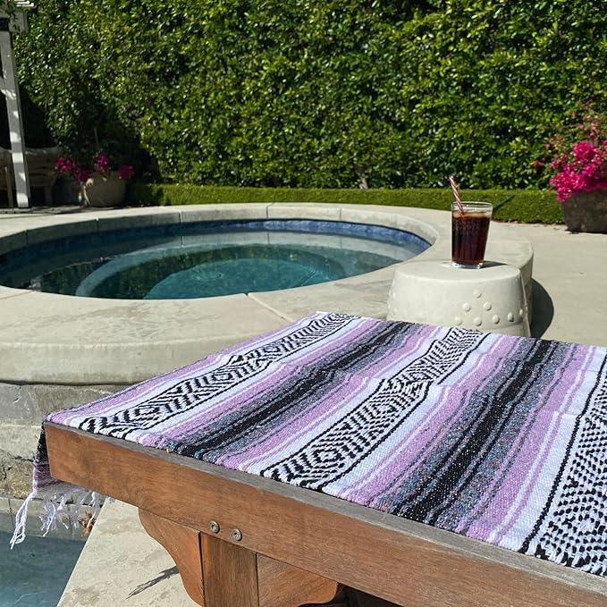 Del Mex Classic Mexican Blanket, Large Authentic Woven Falsa Throw (70