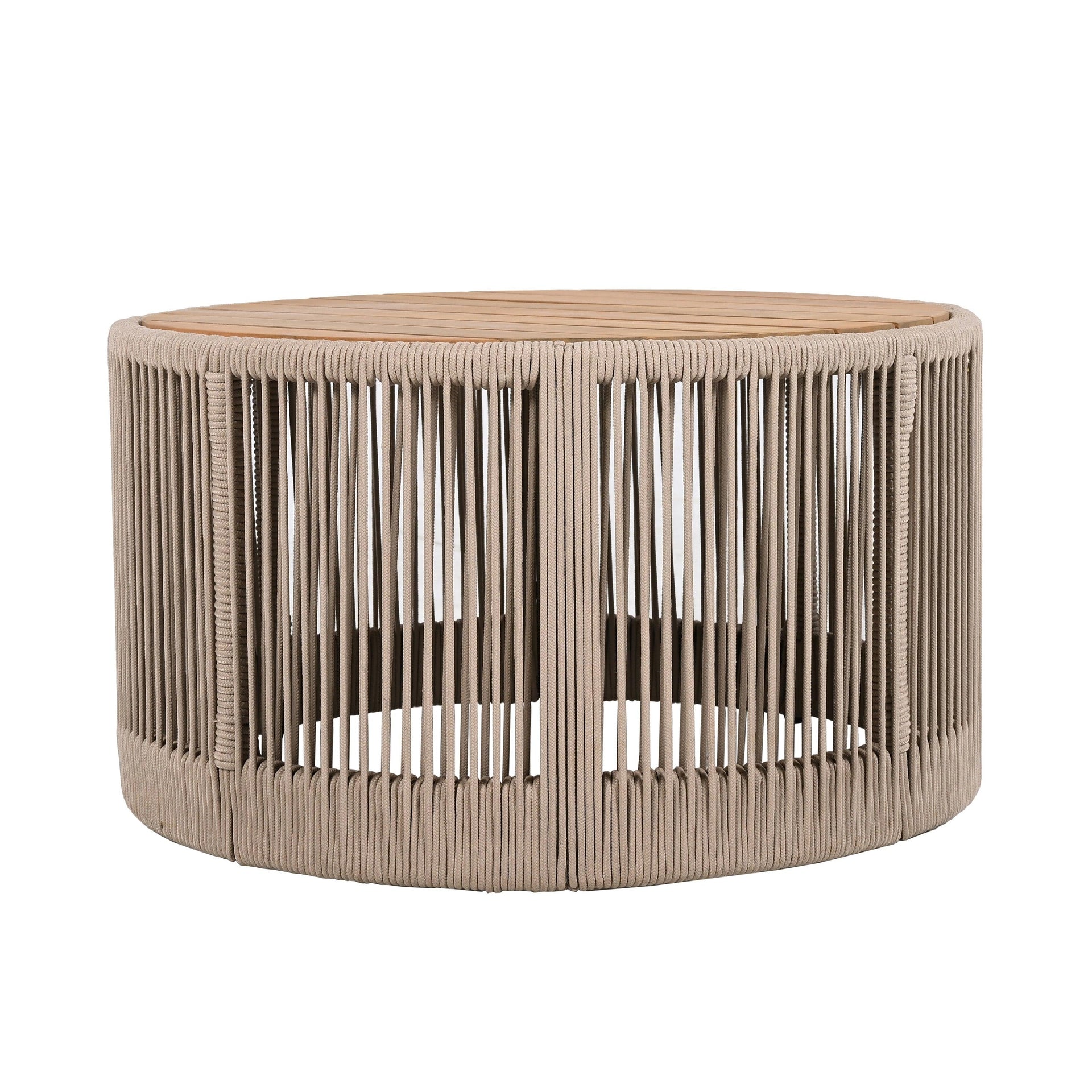 Outdoor Rattan Rope & Acacia Wood Coffee Table