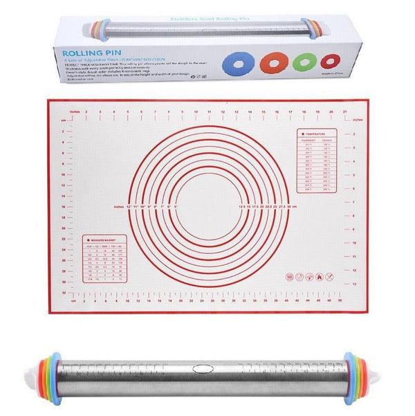 17 inch stainless steel adjustable thickness rolling pin scale rolling pin leather material kneading tool