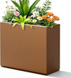 FENCY Metal Planter Box, Large Rectangular Planters for Outdoor Plants, Outdoor Tall Planters with Drainage Holes, Brown Metal Planters (30