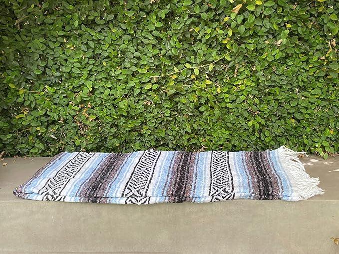 Del Mex Classic Mexican Blanket, Large Authentic Woven Falsa Throw (70