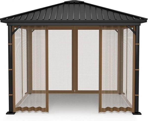 Gazebo Replacement Netting Screen Mosquito Net Screen Walls for 10 x 10 ft Outdoor Gazebo Canopy, 4-Panel with Double Zippers for Outdoor Patio (Only Netting)