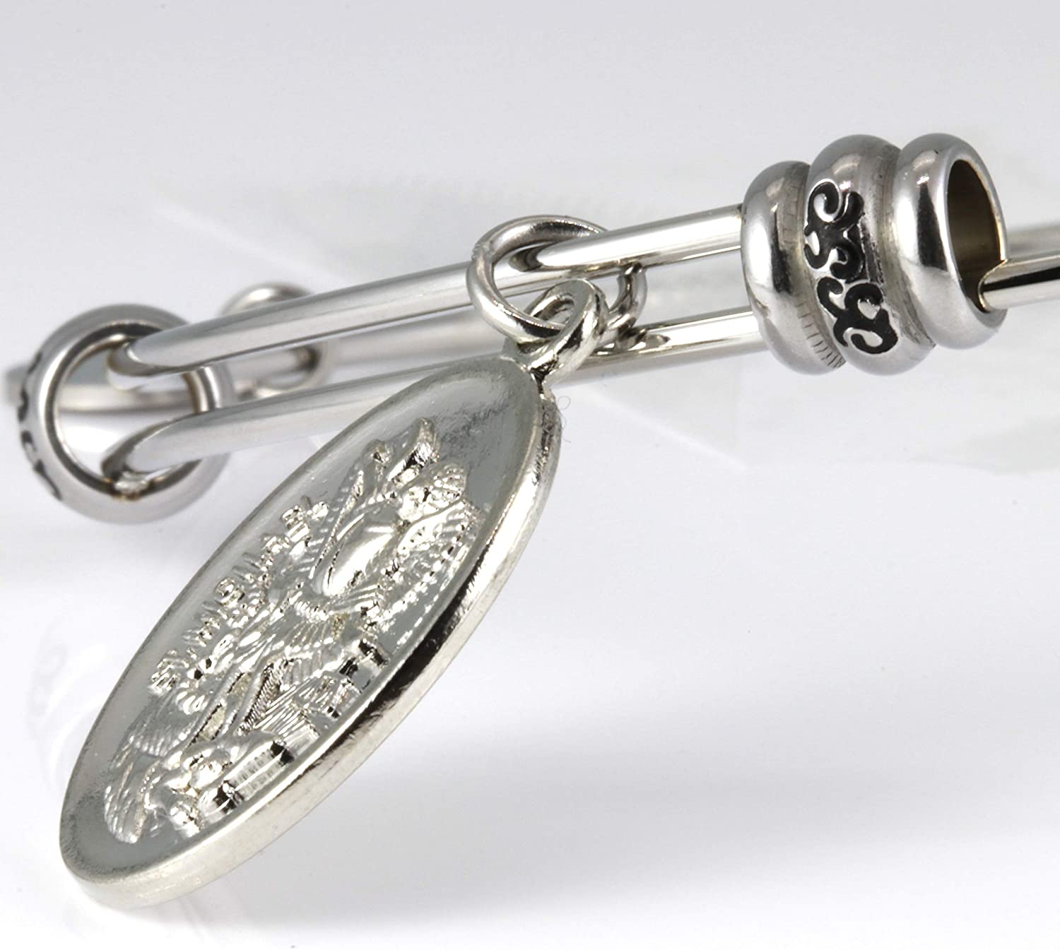 Archangel Michael | Protection Bracelets for Women Stainless Steel St Michael Bangle of Religious Jewelry for Women of Saint Michael or San Miguel Arcangel Protection Bracelet for Men and Women