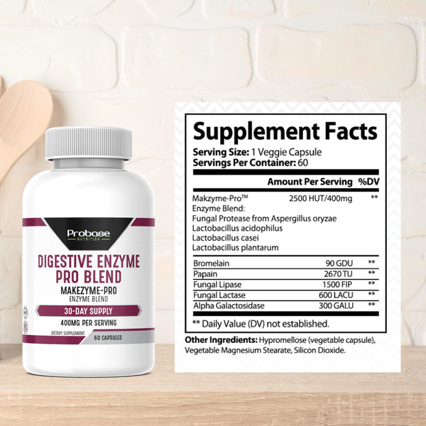 Probase Nutrition Digestive Enzyme Pro Blend 60 Capsules 30-Day Supply