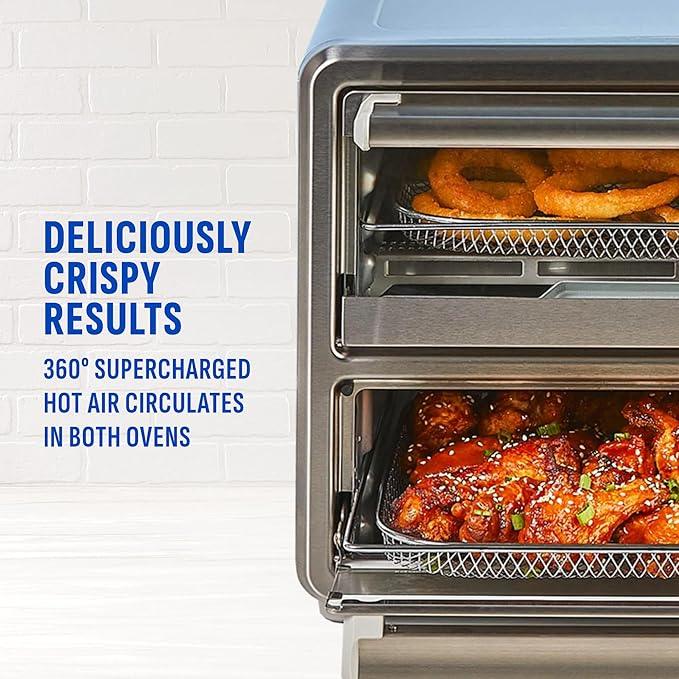 PowerXL SmartSynx Dual Door Oven, 8 Quick-Touch Cooking Presets including Air Fry, Toast, Bake, Broil, Reheat and More, Cook 2 Different Foods at the Same Time, Large Capacity & Adjustable Temperature