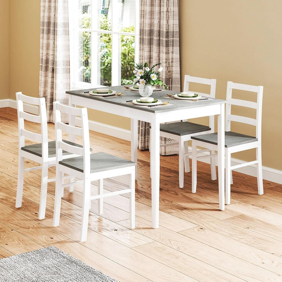 Handcrafted Solid Wood Mid Century Dinette Set Four