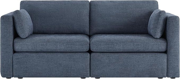 CHITA Small Modular Sectional Fabric Sofa Set, Extra Comfty Loveseat Cloud Couch, FSC Certified Modular Sectional Couch for Living Room, 78 inch Width,2 Seat Modular Sofa, Blue