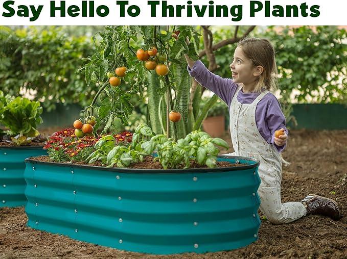 Galvanized Raised Garden Beds Outdoor // 4×2×1 ft Planter Raised Beds for Gardening, Vegetables, Flowers // Large Metal Garden Box (Turquoise)