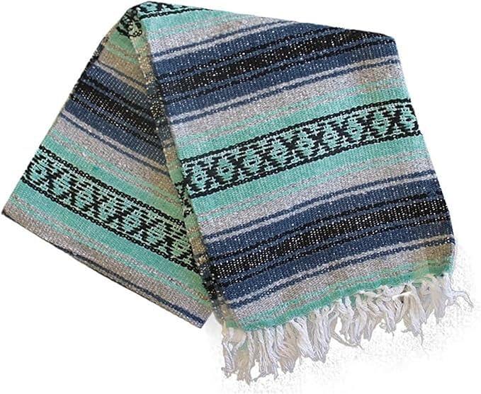 Del Mex Classic Mexican Blanket, Large Authentic Woven Falsa Throw (70