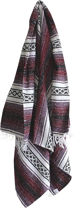 Del Mex Classic Mexican Blanket, Large Authentic Woven Falsa Throw (70