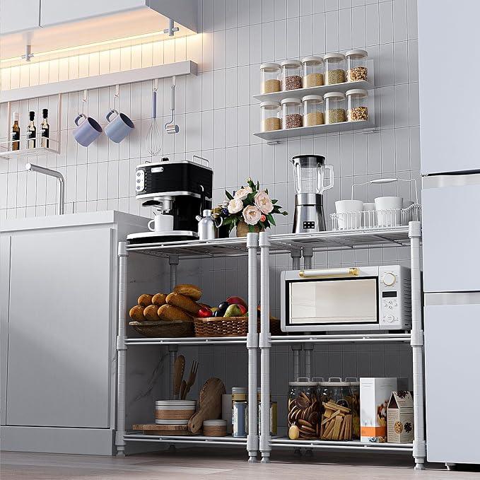 450 lbs Wire Storage Shelving 3-Tier Utility Shelving Unit Steel Organizer Wire Rack for Home,Kitchen,Office,White (11.8