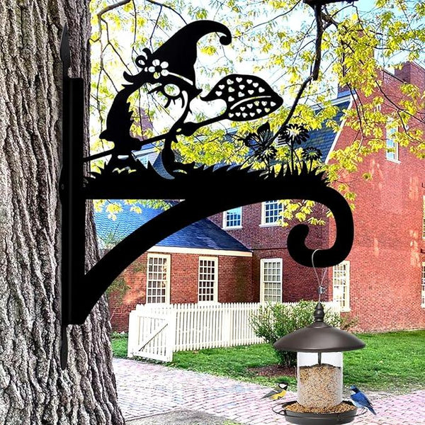Plant Hangers Outdoor Heavy Duty Iron Decorative Gnome Silhouette Pot Hangers for Plants 11 inch Hanging Plant Bracket Wall Plant Hanger for Bird Feeder Flower Pot Lantern Wind Chimes