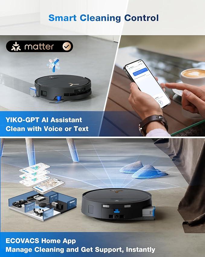 ECOVACS DEEBOT X9 PRO Omni Robot Vacuum and Mop, Blast™ 16,600Pa Suction, OZMO Roller Instant Self-Washing Mopping, ZeroTangle™ 3.0, Triple Lift System, AI Smart Navigation, Hands-Free Omni Station