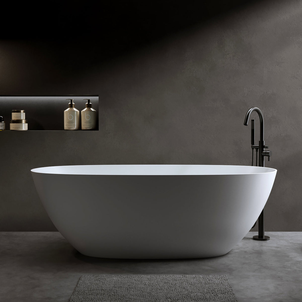 69'' Freestanding Bathtub Resin Stone Soaking Bathtub